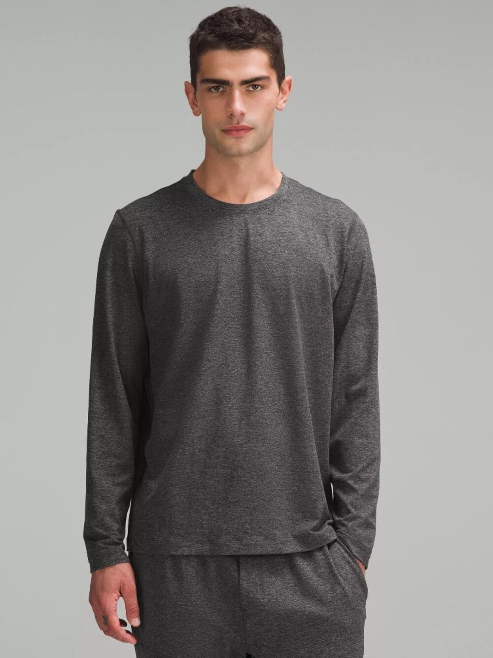 Lululemon Men's Soft Jersey Long-Sleeve Shirt - Heathered Black